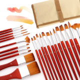 Kalevel Paint Brushes Nylon Artist Brush Acrylic Painting Tools and Accessories Knife Set Easy Grip Reusable for Classroom Beginners 25 Pcs