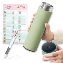 Kalevel Sports Water Bottle Insulated Stainless Steel Travel Coffee Mug Hydroflask No Leak Cute 16 oz with LED Screen Tea Filter for Hot and Cold Drinks