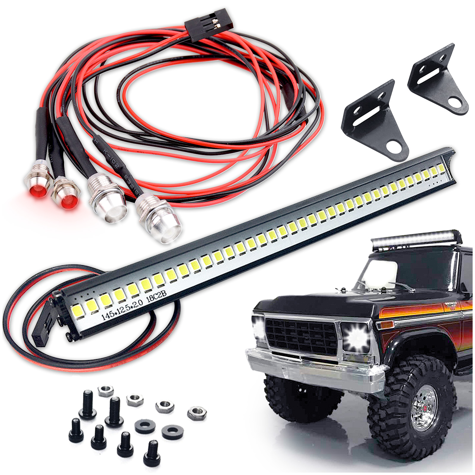 Kalevel RC LED Light Bar 1 10 Scale Crawler Light Bar Roof LED