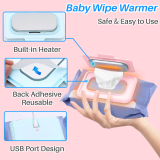 Kalevel Baby Wipe Warmer Travel Size Baby Wet Wipes Dispenser Portable Wipes Warmer and Baby Powder Puff Set for Bathroom Car Nursery