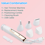 Kalevel Nose Hair Trimmer Painless Facial Hair Trimmer Professional Eyebrow Hair Removal 4 in 1 USB Charging Replacement Head Set Gold
