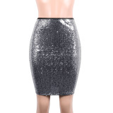 Women sexy sequins hip skirt