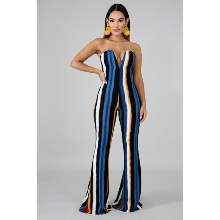 Women stripes Jump suit