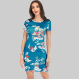 Women elastic floral dress