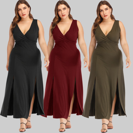 Women plus size elastic dress