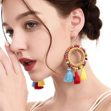  Bohemian  Rattan Plaited Articles Earring