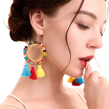  Bohemian  Rattan Plaited Articles Earring