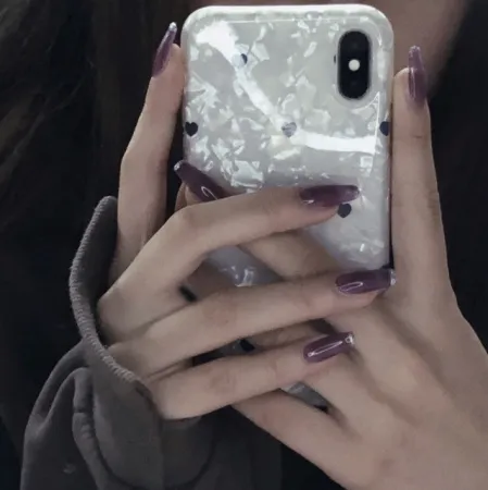 Purple Manicures with shimmering powder nail for girls
