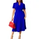 ATR563 Women's summer new short sleeve V-neck compression high waist fashion temperament waist dress