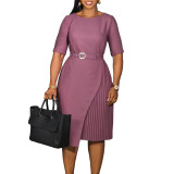 Women's summer fashion temperament five-quarter sleeve high waist compression commuter high waist pencil skirt dress ATR567