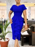 new fashion temperament elegant ruffled tunle dress ML3317