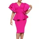 New fashion temperament elegant ruffled solid color draped buttock party dress  ML3144