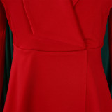 Women's new fashion temperament elegant OL flanged long sleeve top wide leg trouser suit ML3315