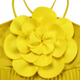 New fashion sexy tag big flower solid color pleated jumpsuit ATR554