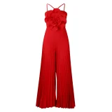 New fashion sexy tag big flower solid color pleated jumpsuit ATR554