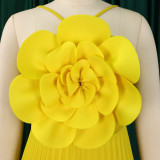 New fashion sexy tag big flower solid color pleated jumpsuit ATR554