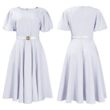 Women's 2025 summer new fashion bubble temperament skirt high waist dress ML3320