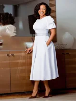 Women's 2025 summer new fashion bubble temperament skirt high waist dress ML3320