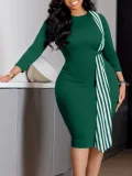 New temperament fashion bag hip slimming round neck pencil dress  ATR 442