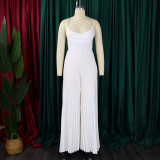 New fashion sexy chain hanging neck high waist sexy backless wide leg compression rompers   ML3281
