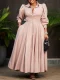 Women's elegant long-sleeved big shirt dress with fashion solid color mid-length dress  ATR570