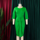 New fashionable and temperament pleated hip-wrapped plus-size export dress pencil skirt  ATR387