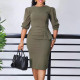 Women's summer new round neck pleated temperament fashion ol Tongle pencil skirt dress  ATR505