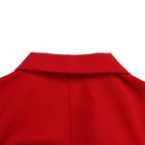 Foreign trade plus size women's clothing new fashion suit collar fashion tie waist compression pleated dress   ATR340