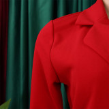 Foreign trade plus size women's clothing new fashion suit collar fashion tie waist compression pleated dress   ATR340