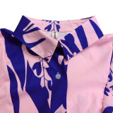 Big size women's clothing new style temperament print irregular collar foreign trade dress ML3264
