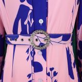 Big size women's clothing new style temperament print irregular collar foreign trade dress ML3264