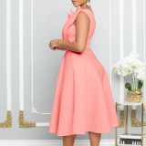 Plus size women's summer sexy diagonal collar three-dimensional pleated high waist banquet dress dress party dress  ML3200