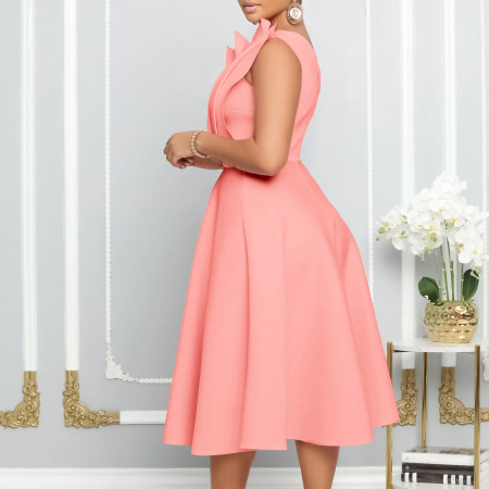 Plus size women's summer sexy diagonal collar three-dimensional pleated high waist banquet dress dress party dress  ML3200
