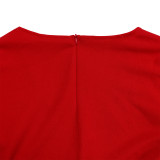 Foreign trade women's new fashion plus size temperament Tongle V-neck pleated dress  ATR520