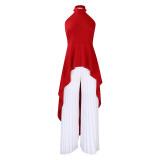Fashion casual set summer fashion diva private clothes back-revealing shirt pleated wide-leg pants European and American set  ATR372