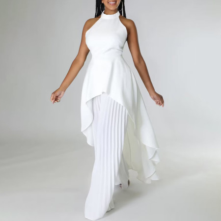 Fashion casual set summer fashion diva private clothes back-revealing shirt pleated wide-leg pants European and American set  ATR372