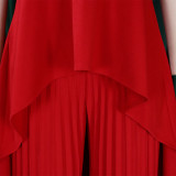 Fashion casual set summer fashion diva private clothes back-revealing shirt pleated wide-leg pants European and American set  ATR372