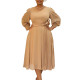 New spring foreign trade fashion temperament elegant pure color a-line dress large size dress  ML3326