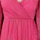Women's fashion elegant temperament v-neck long sleeve evening gown dress   ML3305