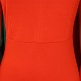 Women's fashion pure color round neck pleated cape banquet party evening dress dress ML3303