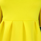 Women's summer new double-layered lotus sleeve pure color large skirt dress foreign trade dress  ATR230