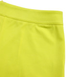 Foreign trade women's fashion style pure color slanted collar shirt wide leg pants set  ML3298