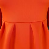 Women's summer new double-layered lotus sleeve pure color large skirt dress foreign trade dress  ATR230