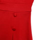 Large size women's fashion elegant temperament pure color five-sleeve dress  ATR533