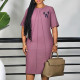 Foreign trade women's clothing new style fashion temperament elegant pure color loose large size dress  ATR572