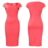 Women's short-sleeve pure color workofficedress foreign trade dress  ATR347