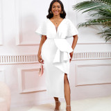 Sexy V-neck ruffled beading party dress socialite temperament banquet dress  ATR516