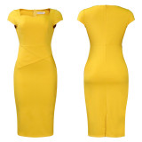 Women's short-sleeve pure color workofficedress foreign trade dress  ATR347