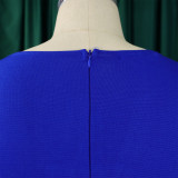 Large size women's fashion elegant temperament pure color five-sleeve dress  ATR533