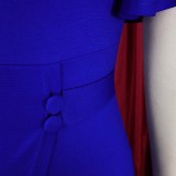Foreign trade women's summer new style pure color high waist temperament commuting lotus leaf sleeve office European and American dress  ATR311